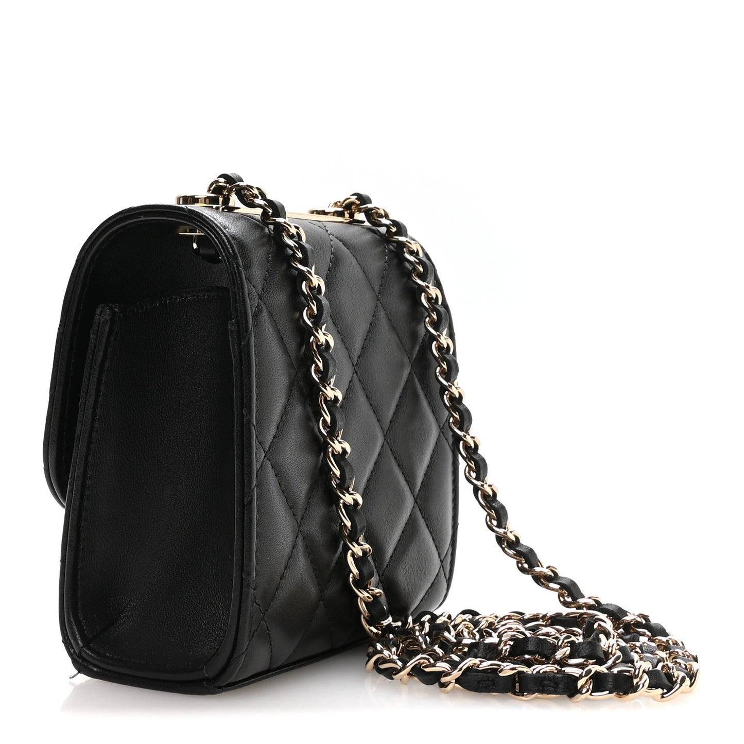 Lambskin Quilted Mini Trendy CC Clutch With Chain Black