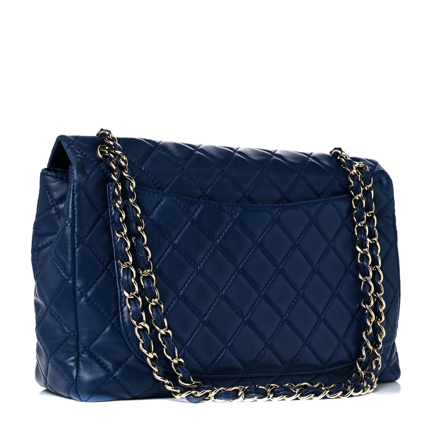 Lambskin Quilted XL Jumbo Single Flap Blue