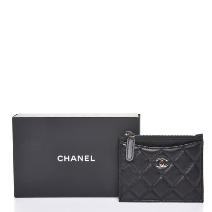 Chanel Lambskin Quilted Zip Card Holder Black 8 of 16