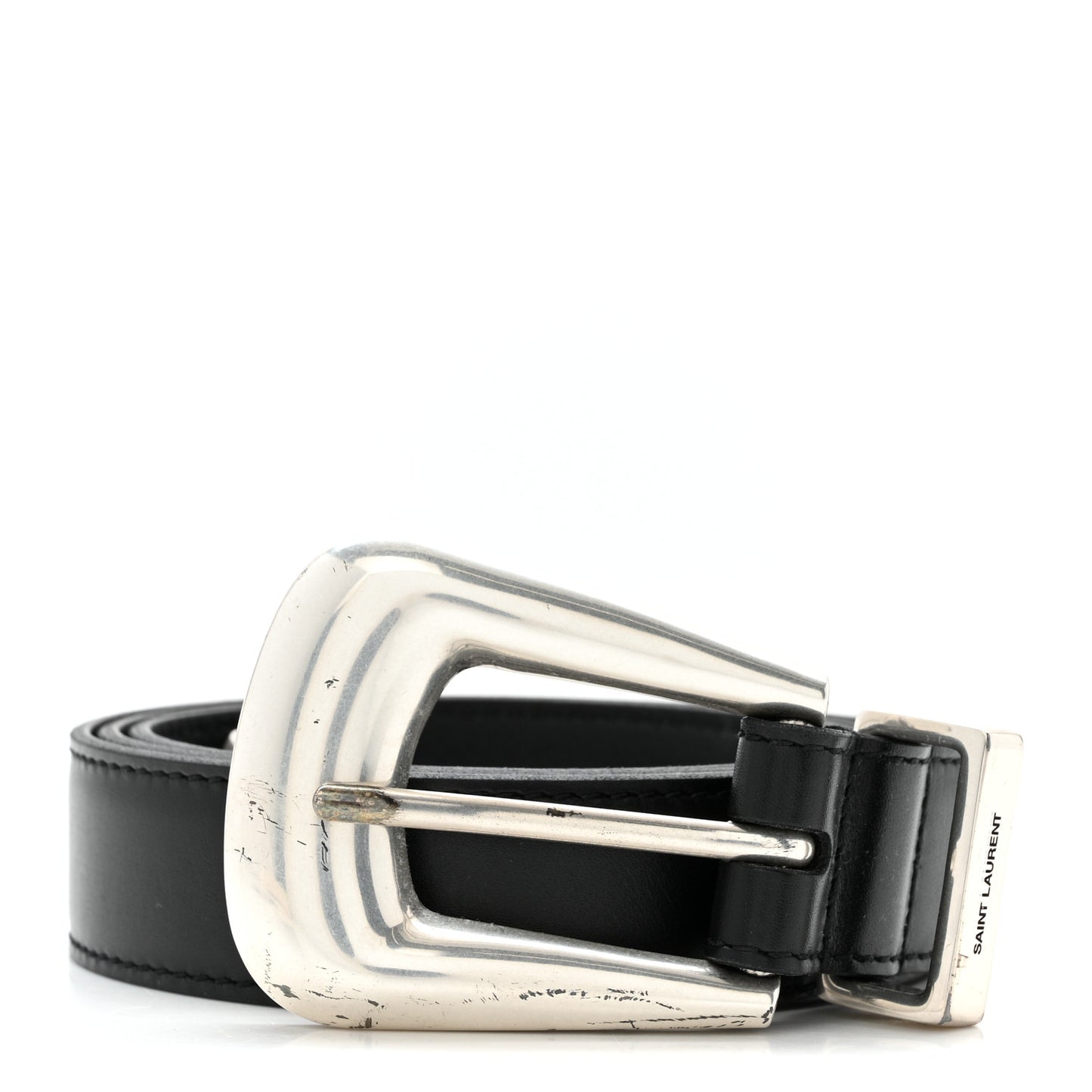 Brushed Calfskin Folk Buckle Belt 95 38 Black