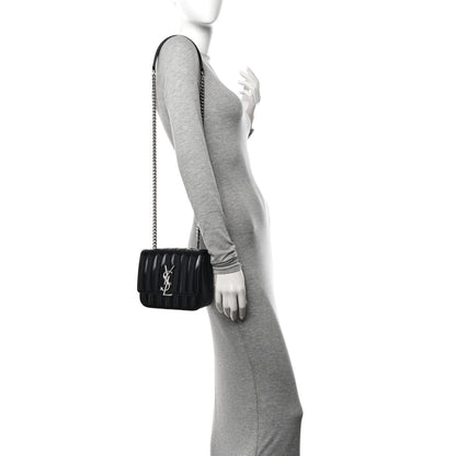 Saint Laurent Patent Calfskin Matelasse Monogram Small Vicky Chain Bag Black 2 of 11