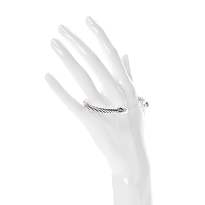 David Yurman Sterling Silver 14K Yellow Gold Pearl 5mm Cable Classics Bracelet 2 of 5