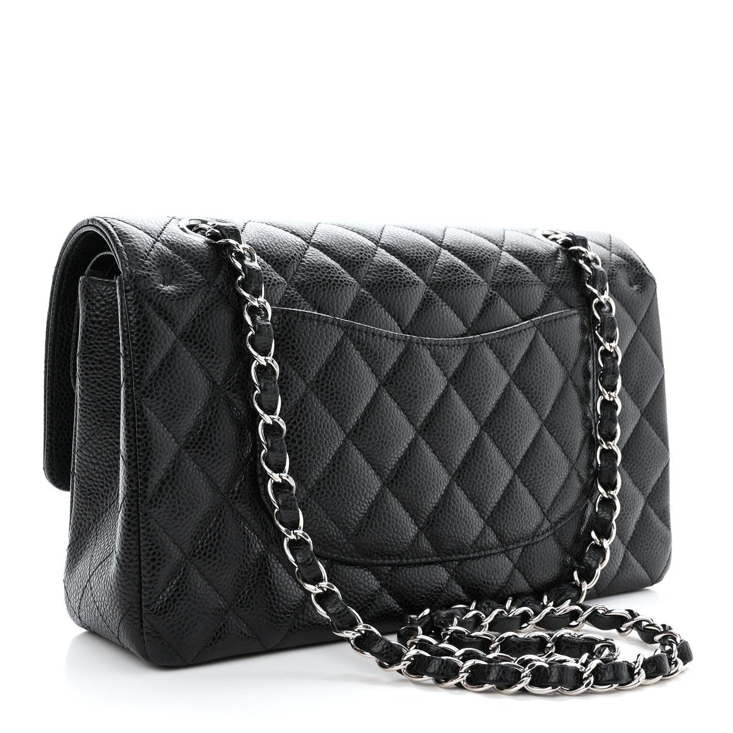 Caviar Quilted Medium Double Flap Black