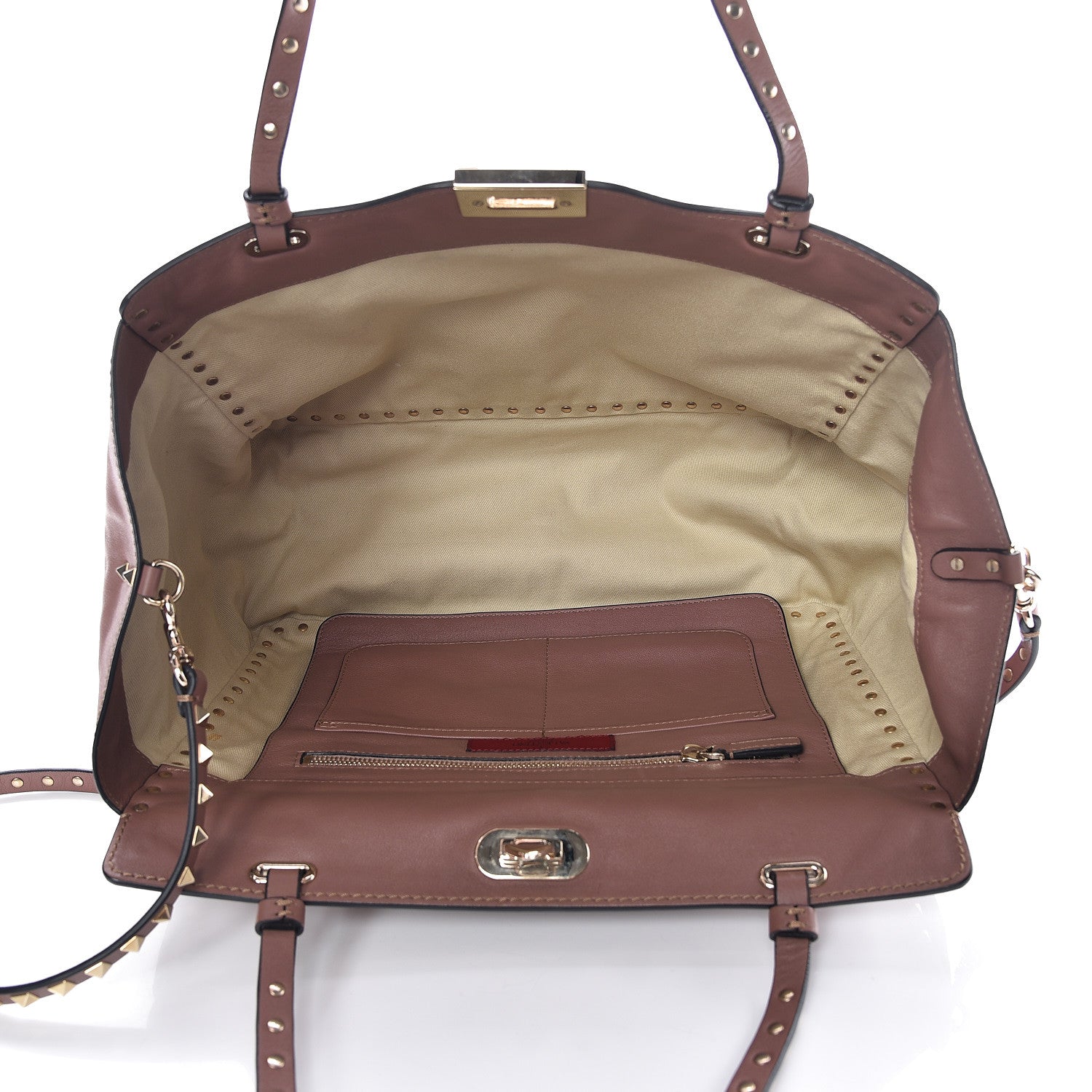 Valentino Garavani Vitello Medium Rockstud Tote Brownish 8 of 16