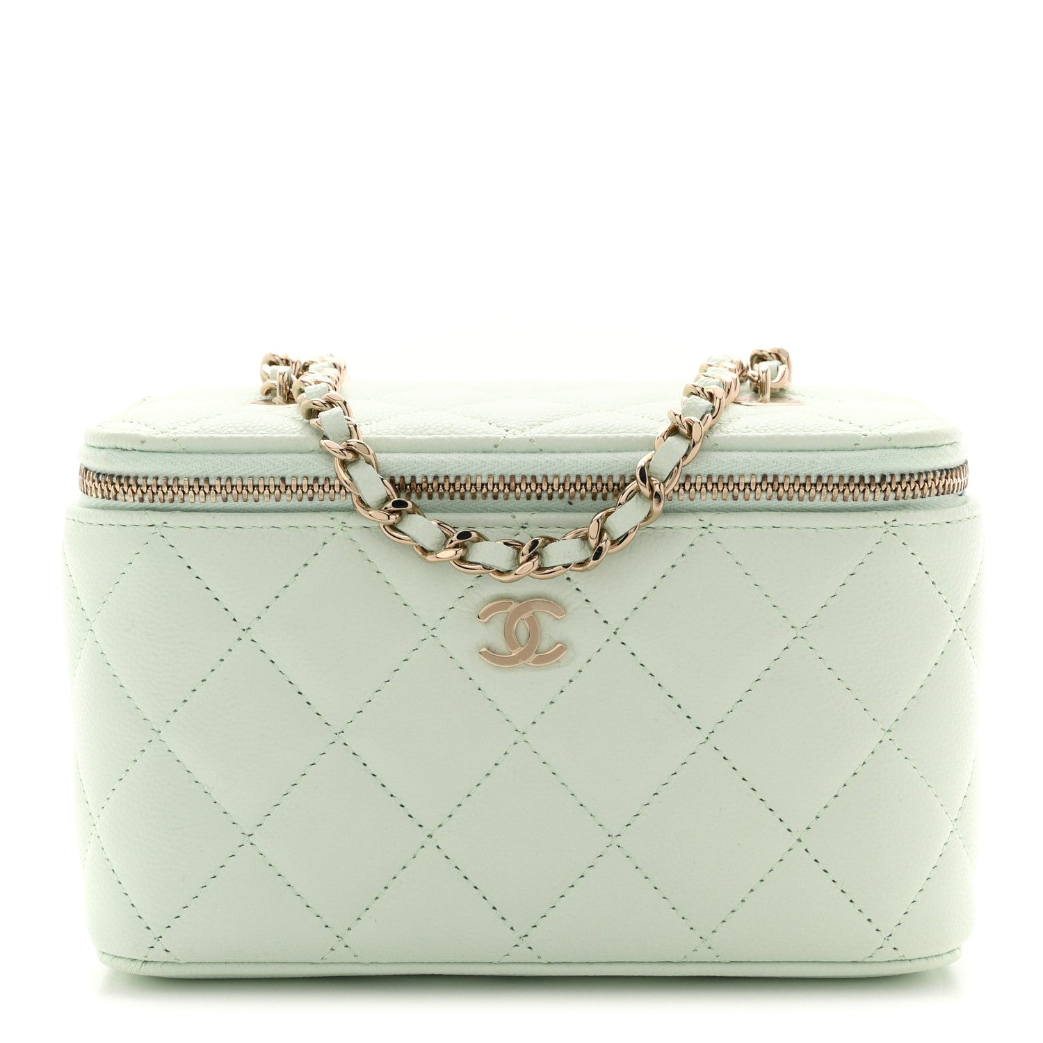 Chanel Caviar Quilted Small Vanity Case With Chain Light Green 1 of 11