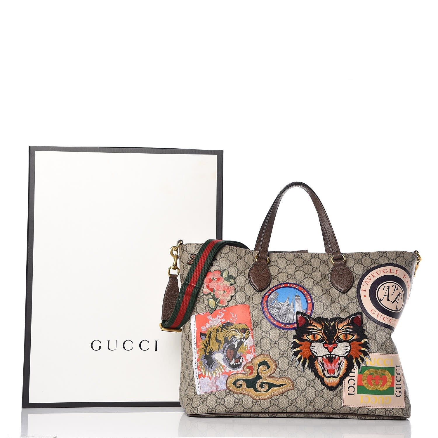 Gucci Soft GG Supreme Monogram Courrier Medium Crossbody Tote Beige New Acero 17 of 17