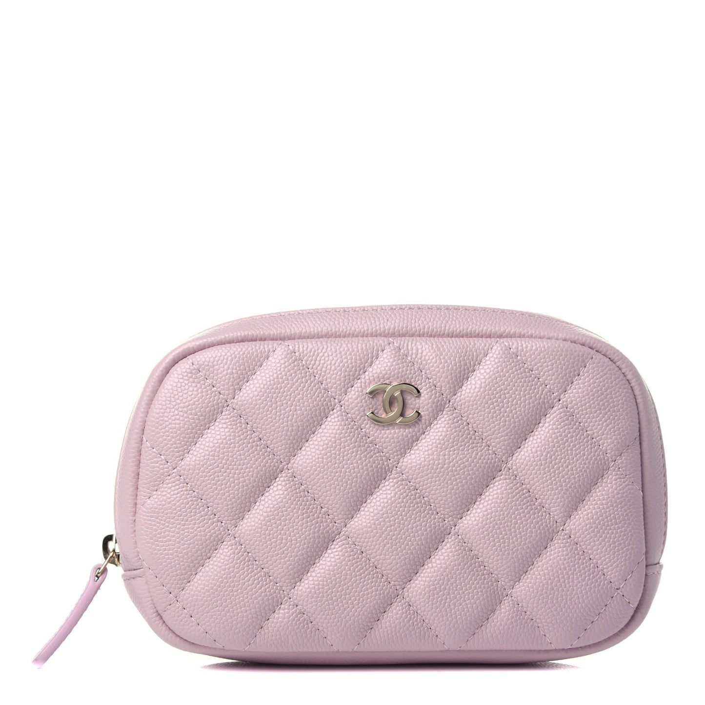 Caviar Quilted Small Curvy Pouch Cosmetic Case Light Pink