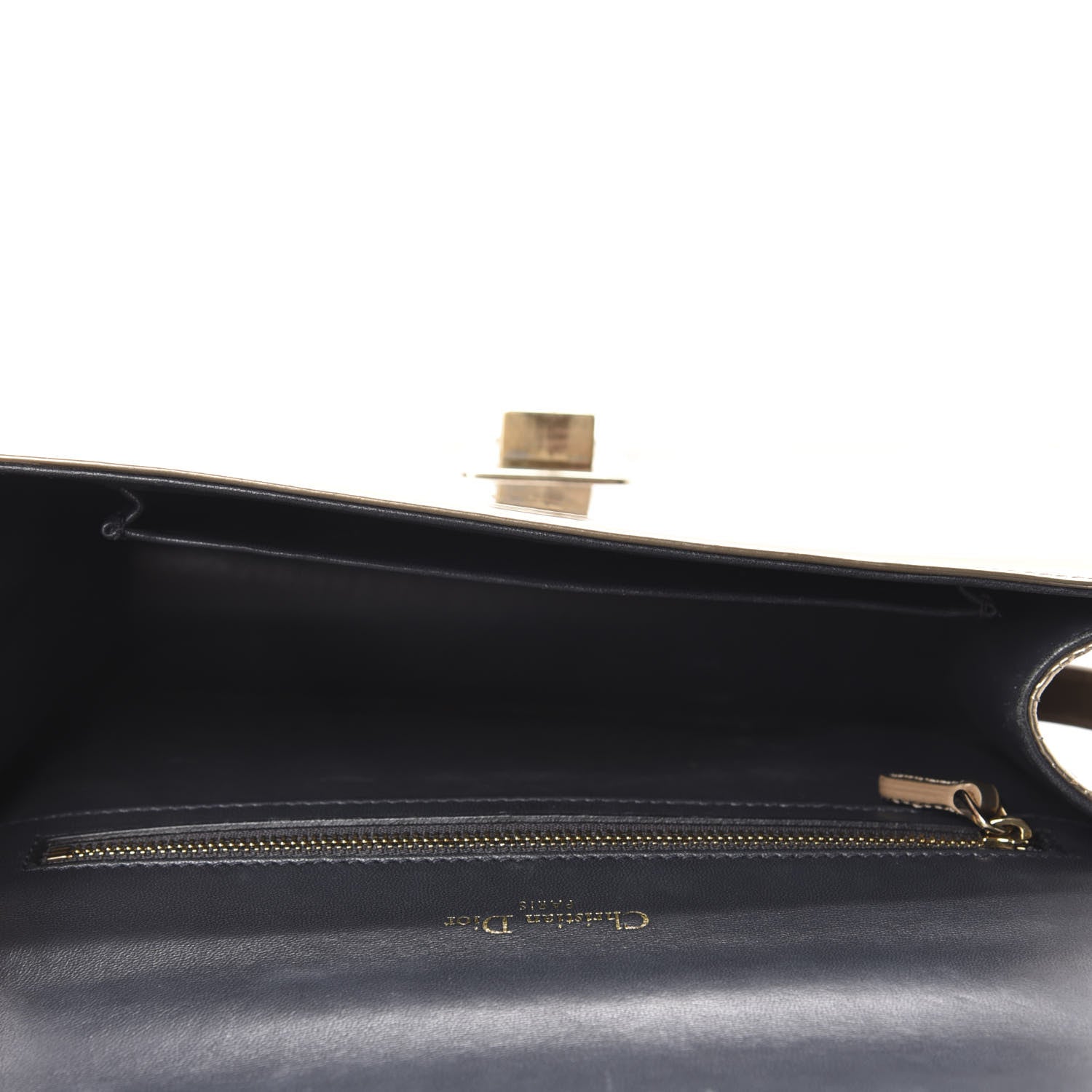 Christian Dior Metallic Patent Micro-Cannage Medium Diorama Flap Bag Gold 5 of 9