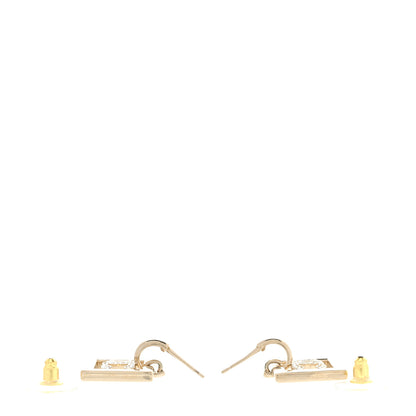 Chanel Metal Crystal Square CC Dangle Earrings Gold 3 of 4