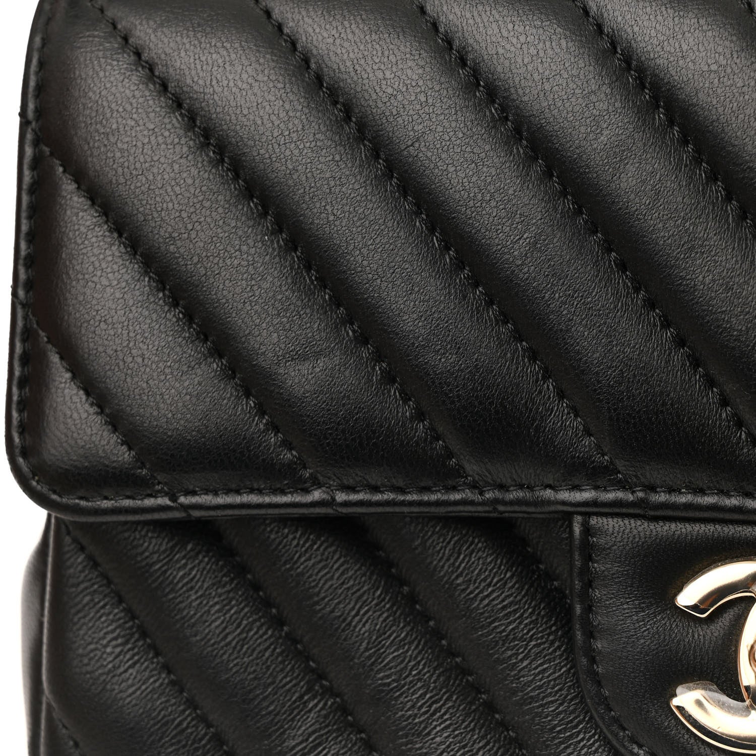 Chanel Lambskin Chevron Quilted Mini Rectangular Flap Black 12 of 16