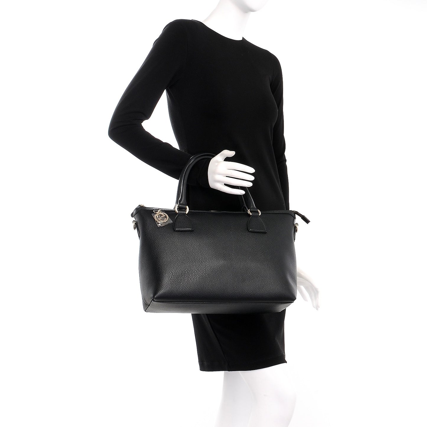 Dollar Calfskin GG Charm Satchel Black