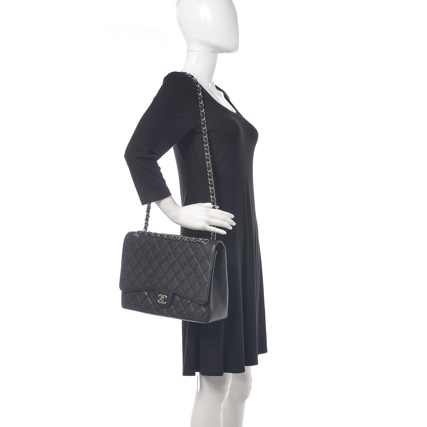 Caviar Quilted Maxi Single Flap Black