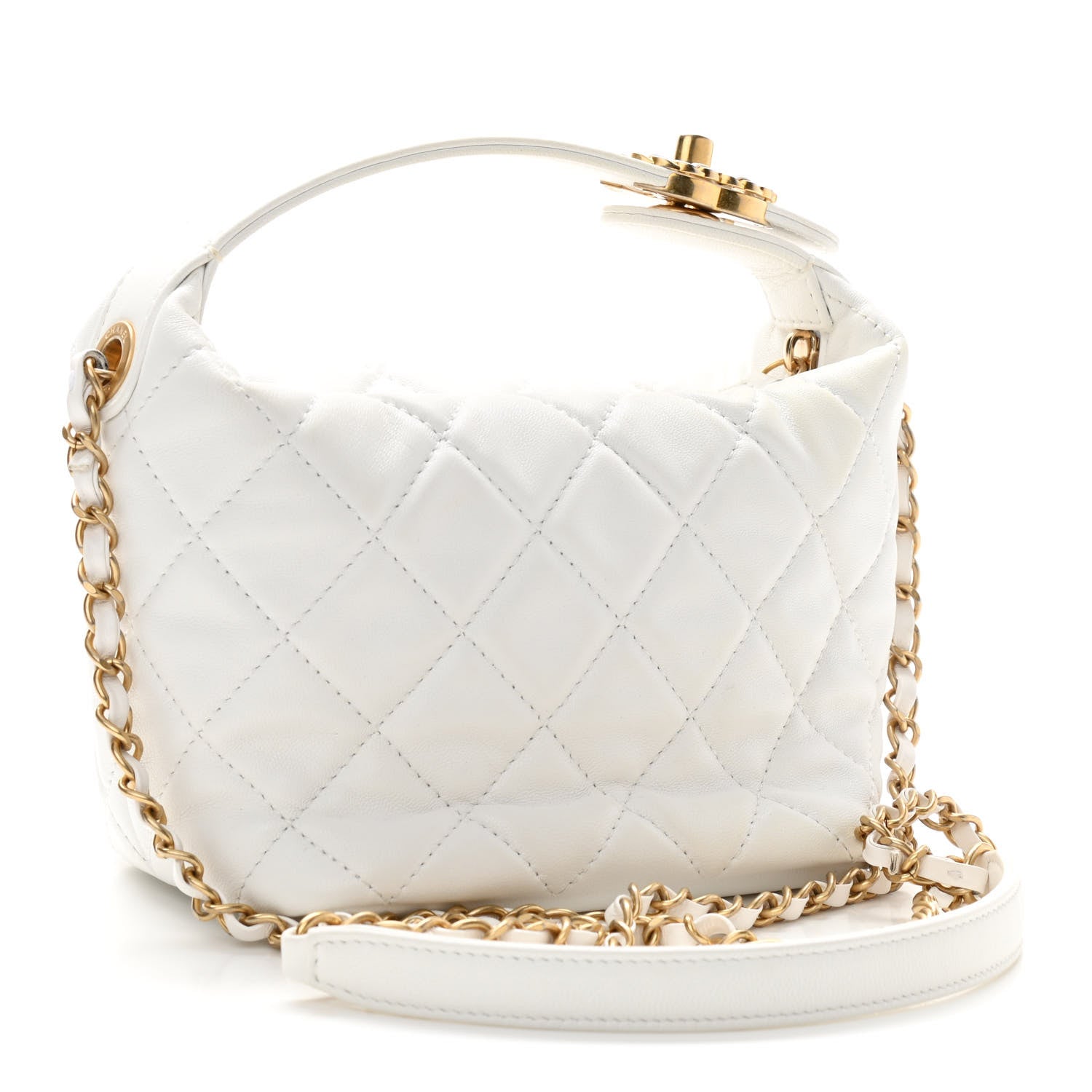 Chanel Lambskin Quilted Small Perfect Meeting Hobo White 3 of 11
