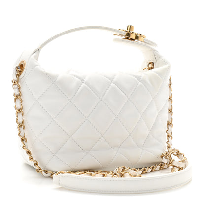 Chanel Lambskin Quilted Small Perfect Meeting Hobo White 3 of 11
