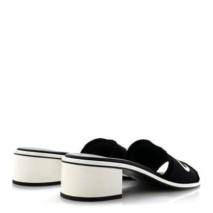 Chanel Cotton Logo Mule Sandals 41 Black White 5 of 10