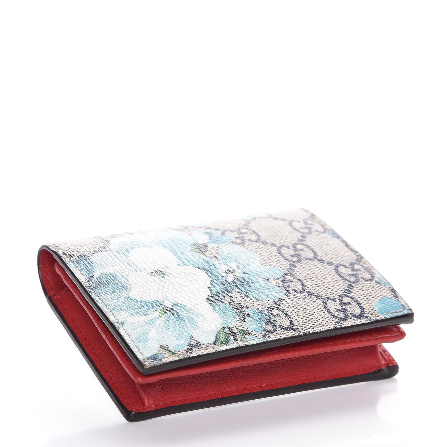 Gucci GG Supreme Monogram Blooms Card Case Beige Blue Navy Hibiscus Red 4 of 8