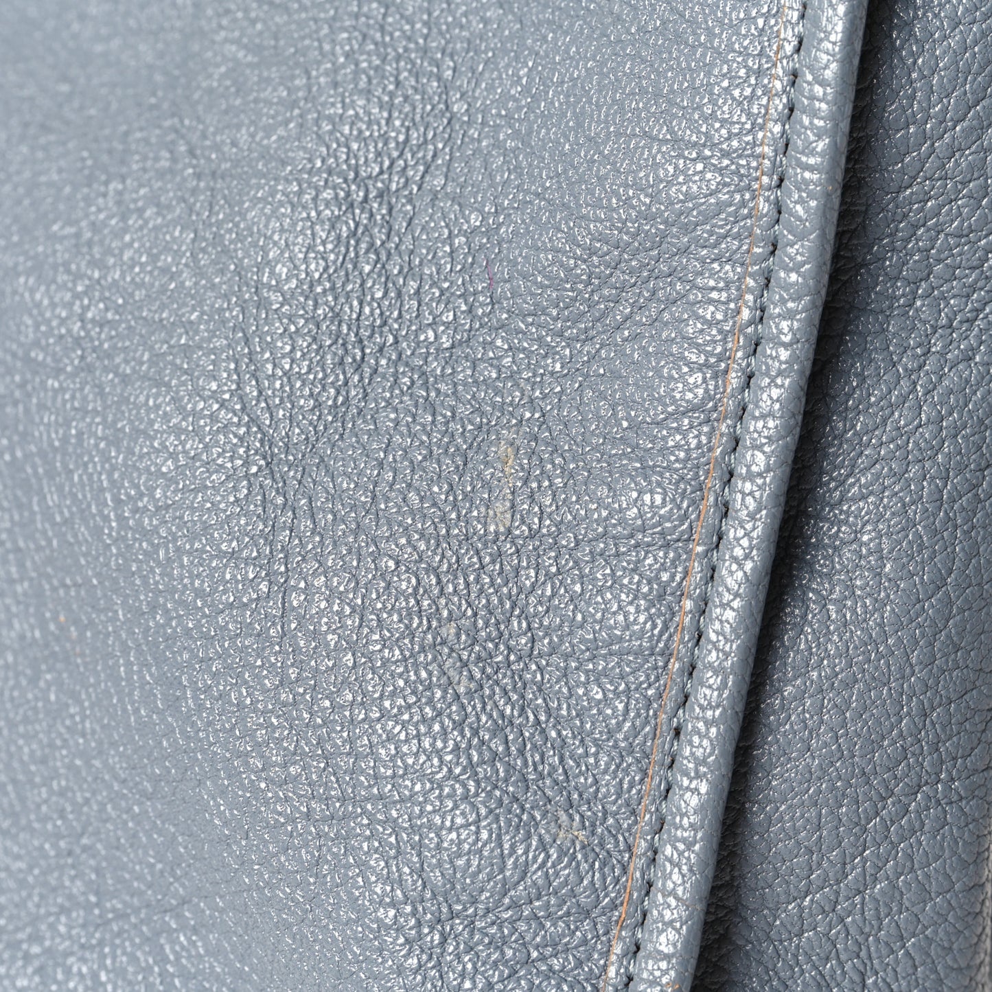 Chevre Silver Metallic Edge Hardware City Bleu Acier