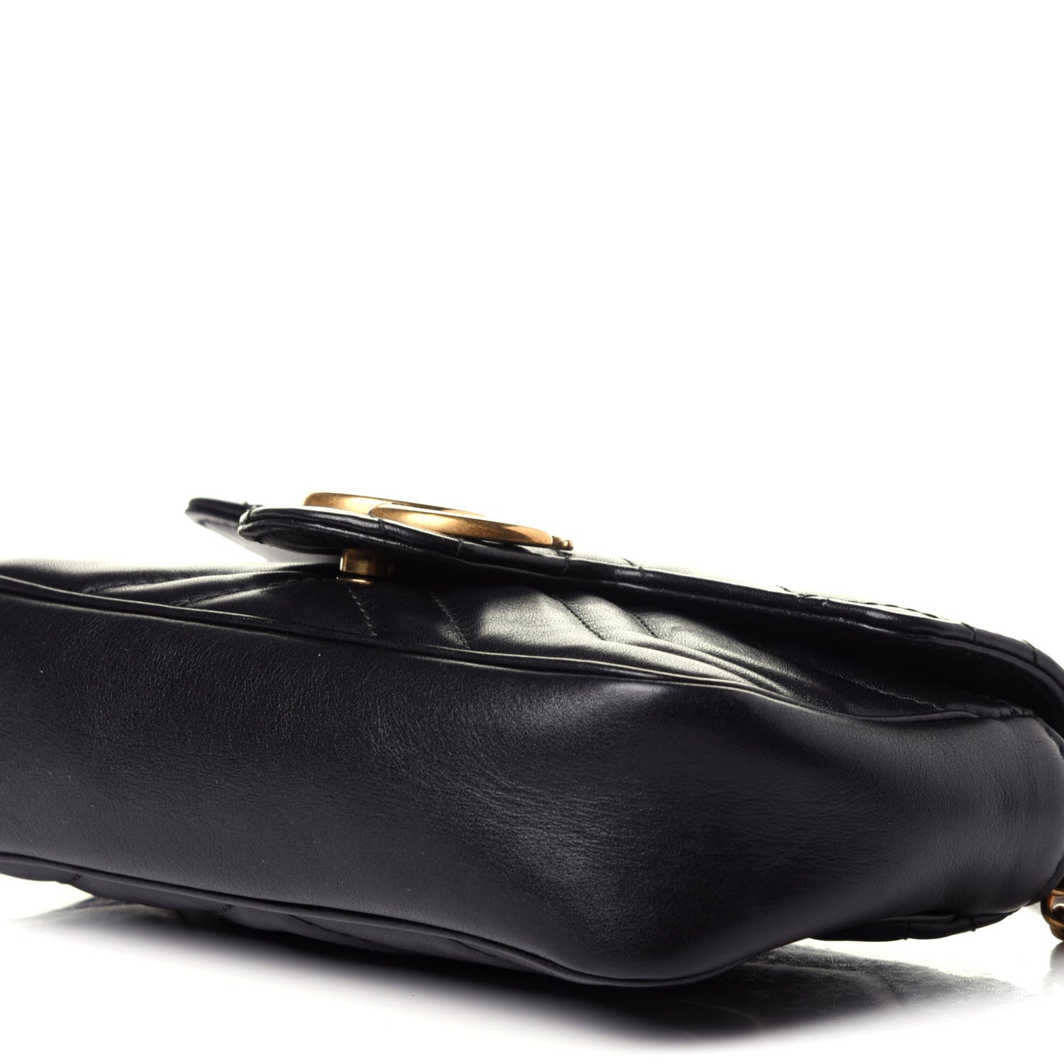 Gucci Calfskin Matelasse Super Mini GG Marmont Shoulder Bag Black 9 of 13