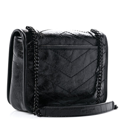 Saint Laurent Crinkled Calfskin Matelasse Monogram Niki Chain Wallet Black 3 of 9