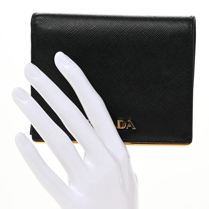 Prada Saffiano Metal Bi-Fold Wallet Black 2 of 11