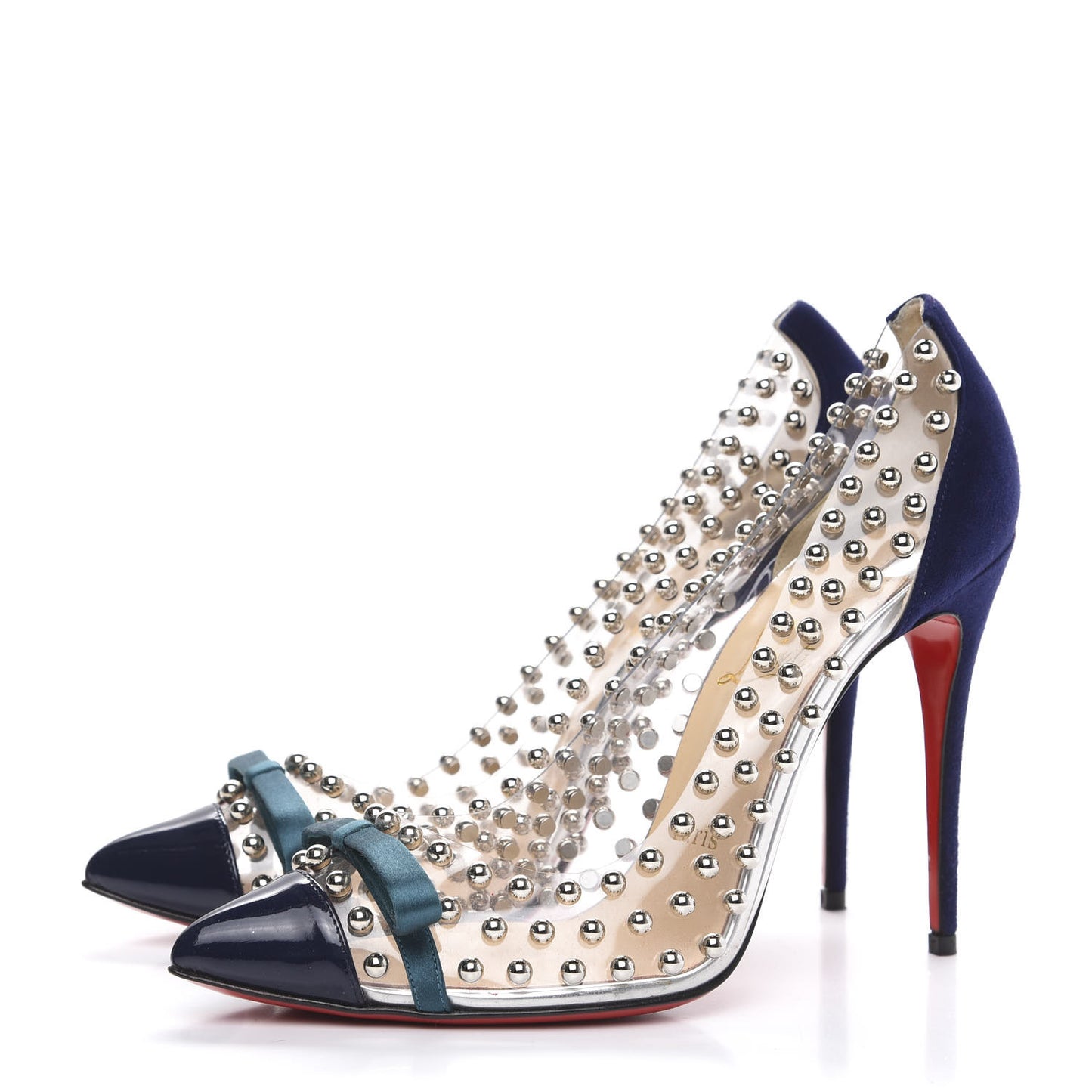 Suede Patent Studded Bille et Boule 100 Pumps 38 Navy