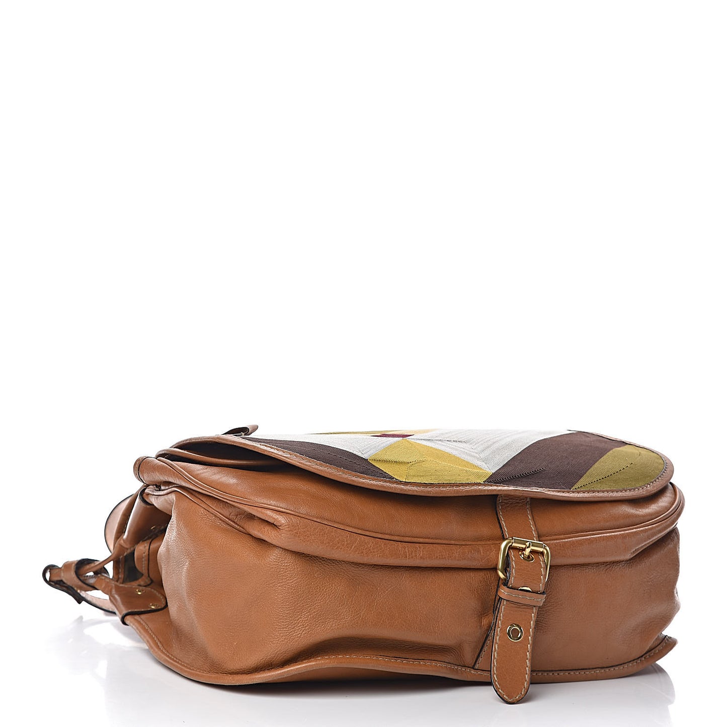 Glazed Calfskin Patchwork Large Messenger Bag Multicolor
