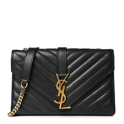 Saint Laurent Lambskin Matelasse Chevron Small Monogram Satchel Black 1 of 7