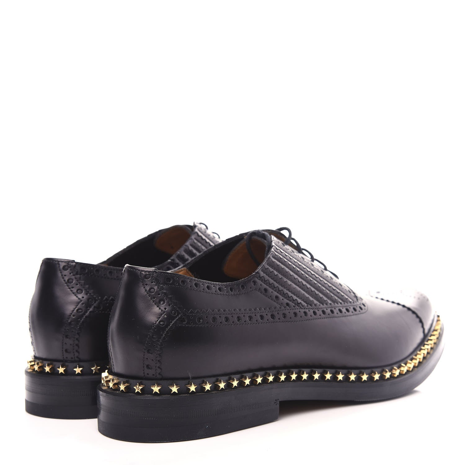 Gucci Calfskin Mens Star Studded Lace Up Oxfords 9 Black 4 of 12