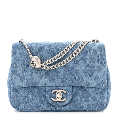 Chanel Denim Quilted Camellia Sweetheart Mini Flap Blue 1 of 11