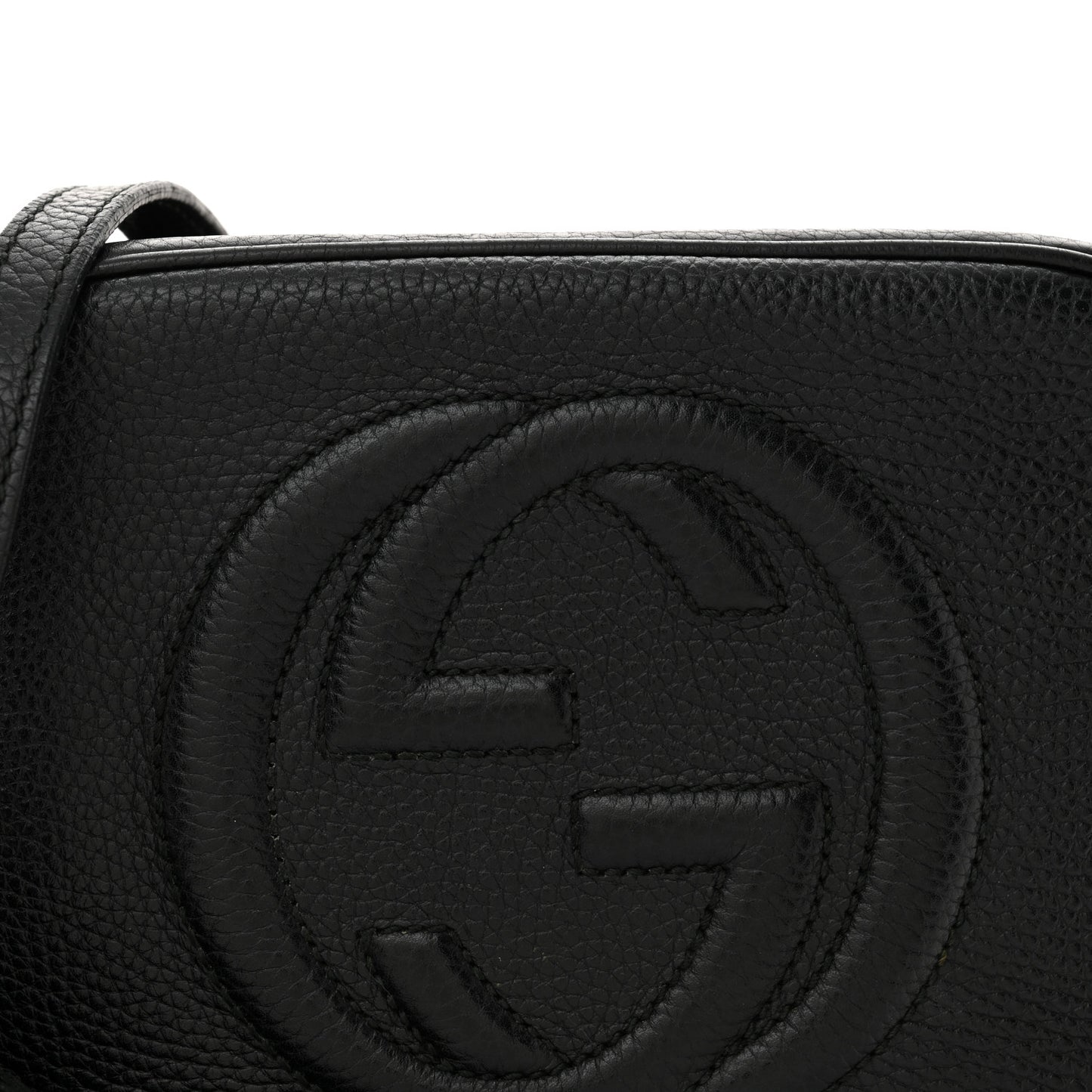 Pebbled Calfskin Small Soho Disco Bag Black