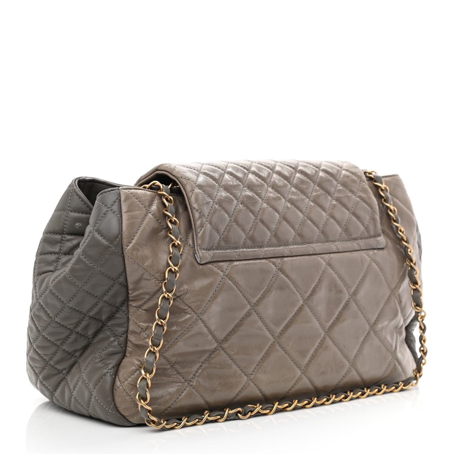 Chanel Glazed Crinkled Lambskin Mademoiselle Large East West Flap Grey 3 of 11