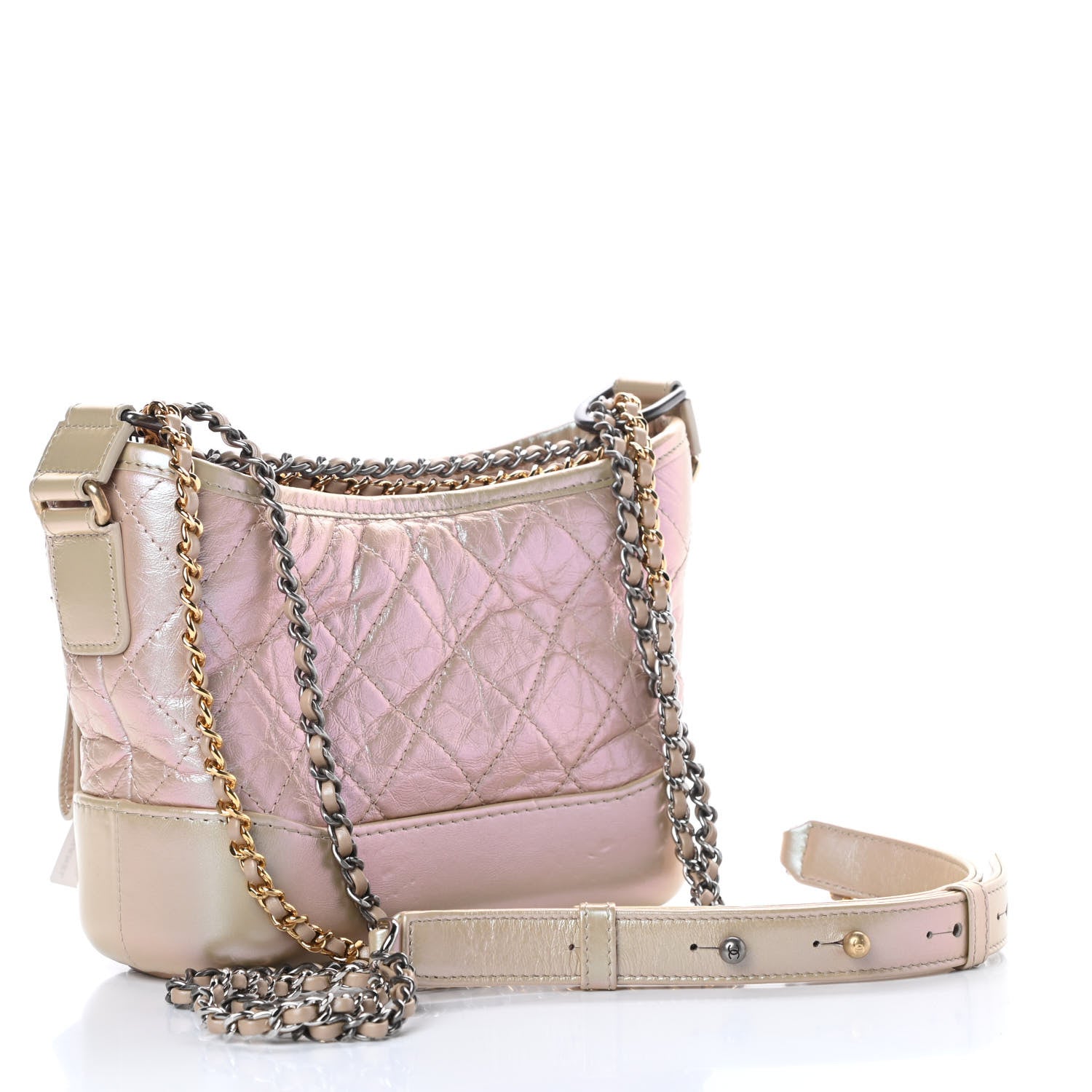 Chanel Iridescent Aged Calfskin Quilted Small Gabrielle Hobo Light Pink 3 of 11