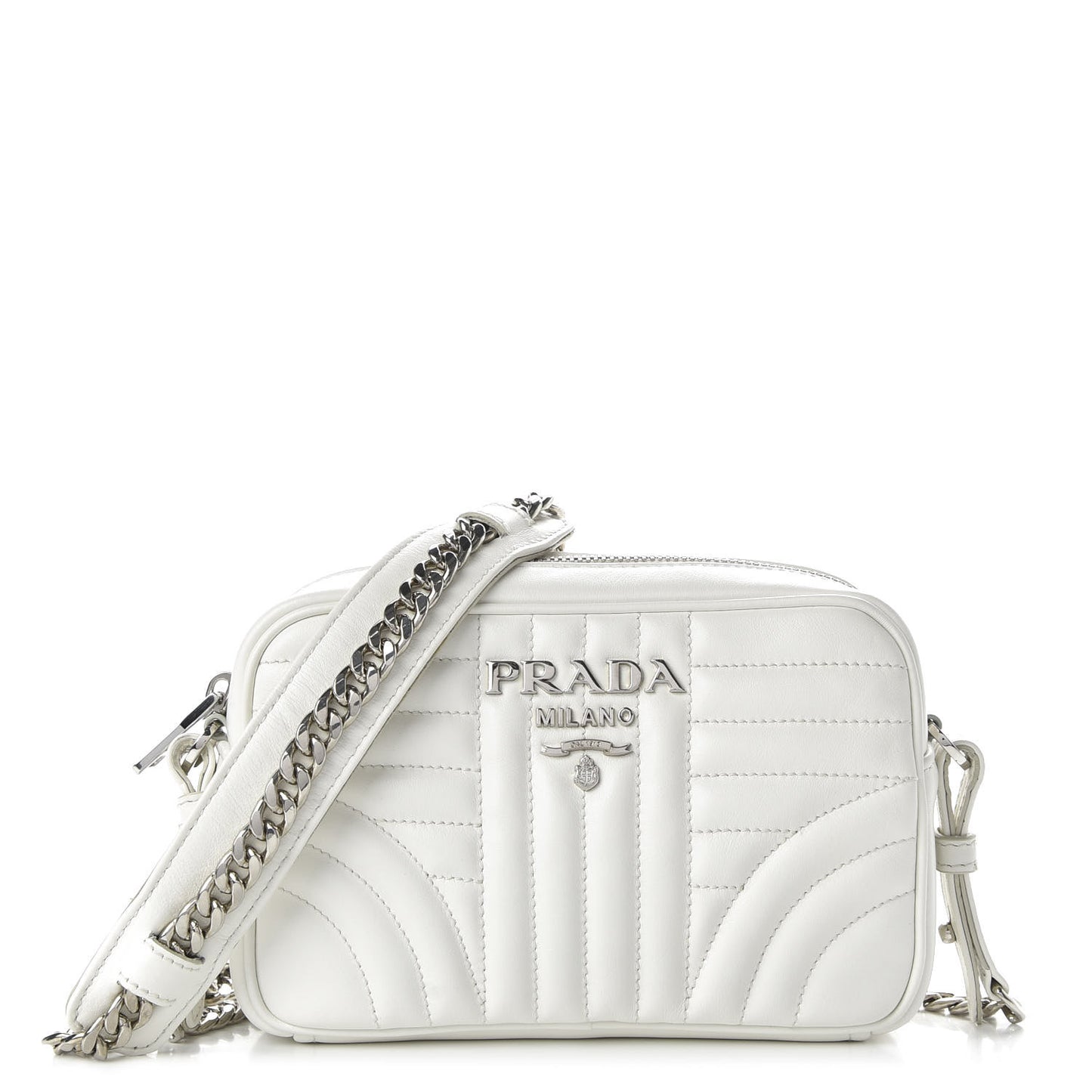 Soft Calfskin Diagramme Crossbody Bag White
