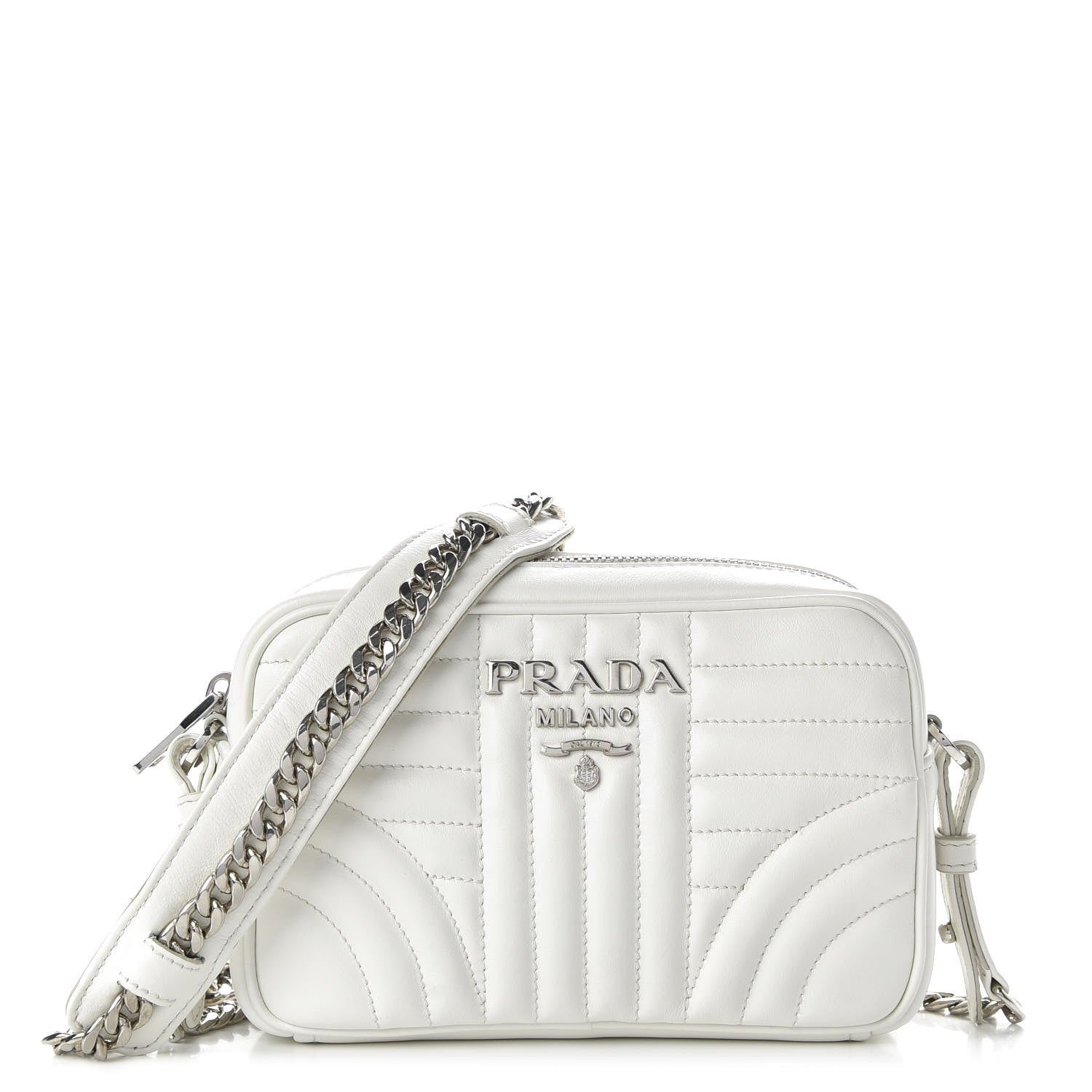 Prada Soft Calfskin Diagramme Crossbody Bag White 1 of 9