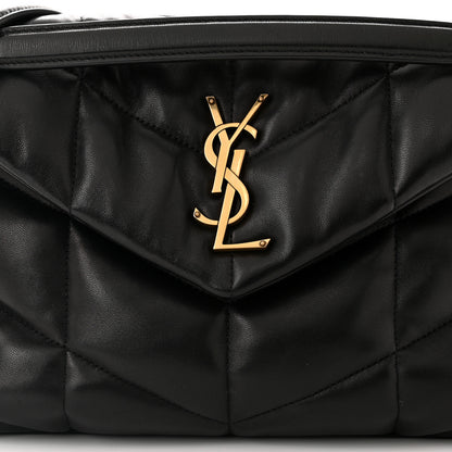 Saint Laurent Lambskin Quilted Small Loulou Puffer Monogram Chain Satchel Black 8 of 11