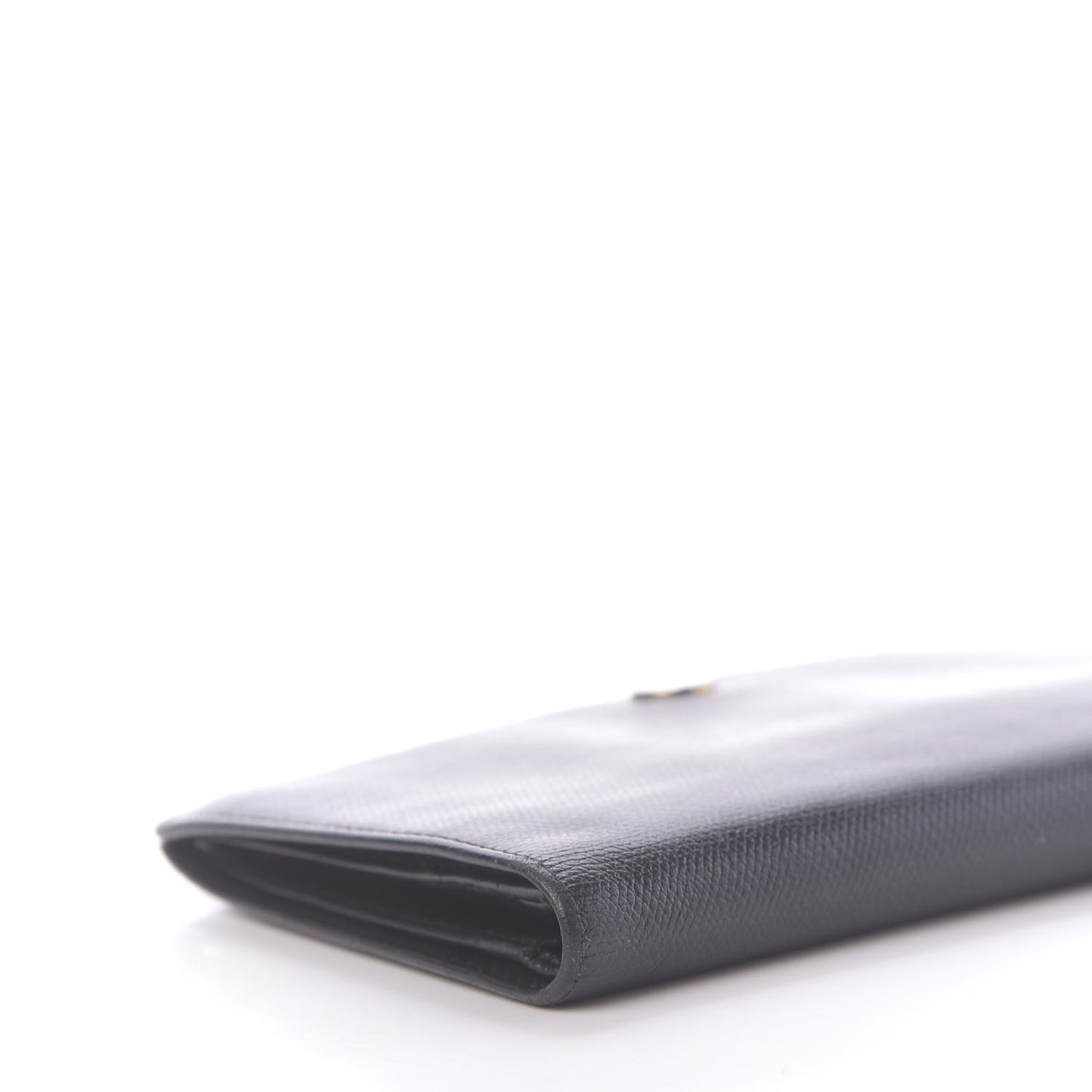 Grained Calfskin CC Button Yen Wallet Black