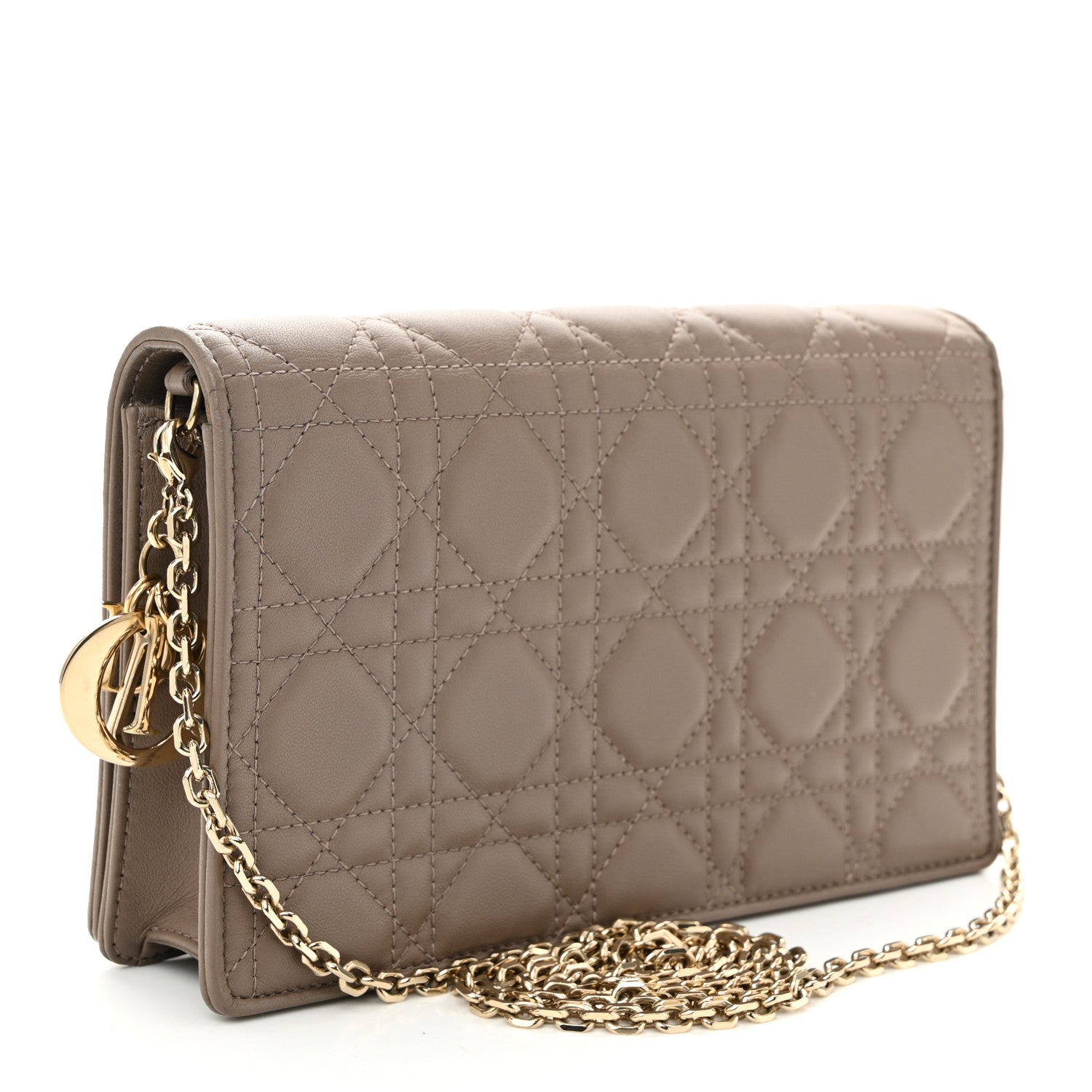 Christian Dior Lambskin Cannage Lady Dior Pouch Warm Taupe 3 of 10
