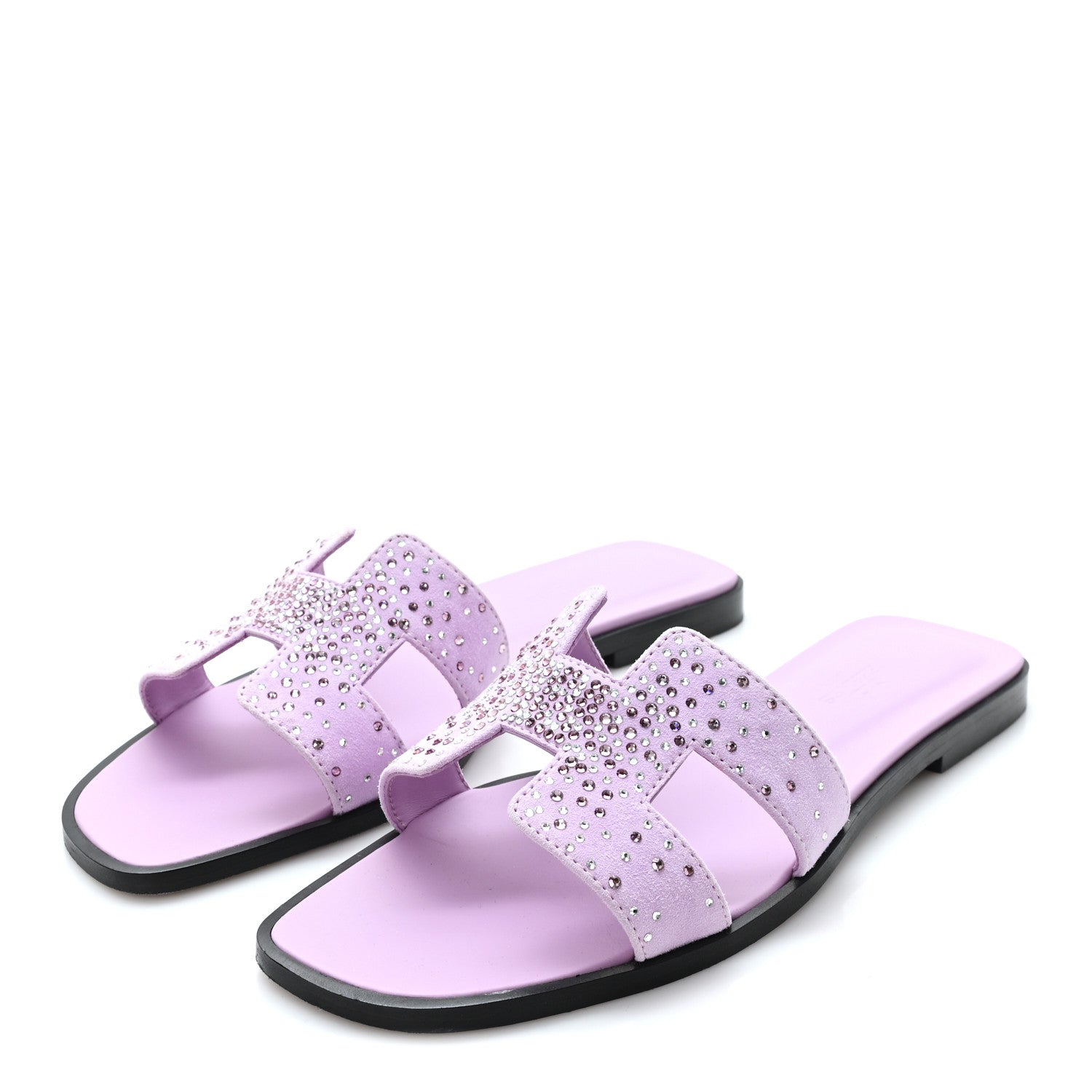 Hermes Suede Goatskin Crystal Oran Sandals 37.5 Violet Amethyste 4 of 9
