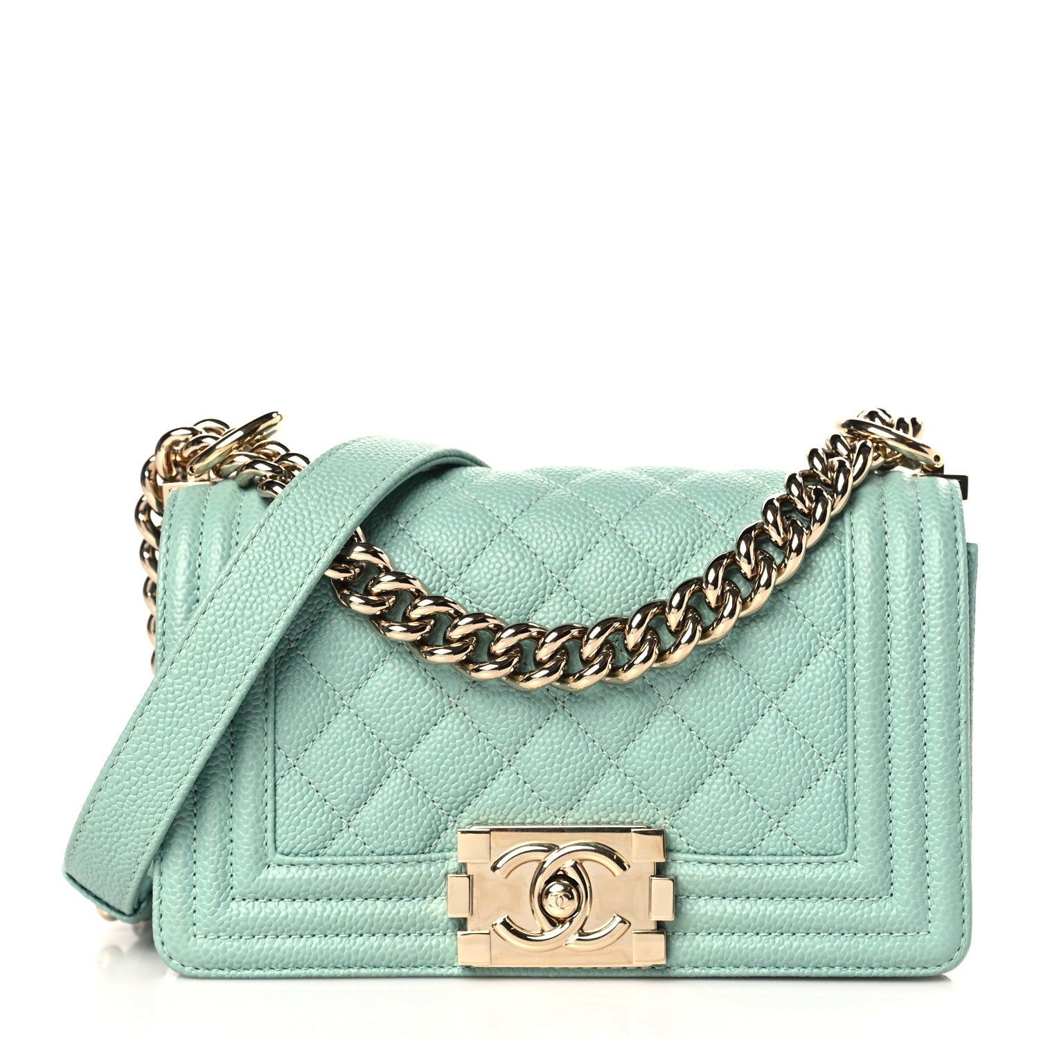 Chanel Caviar Quilted Small Boy Flap Light Blue 1 of 9
