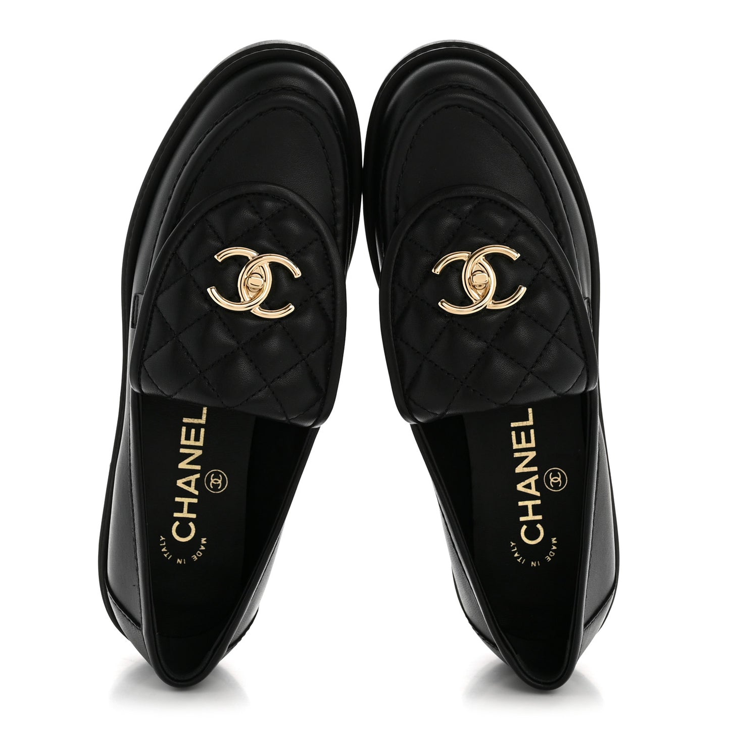 Lambskin Quilted CC Turnlock Loafers 37 Black