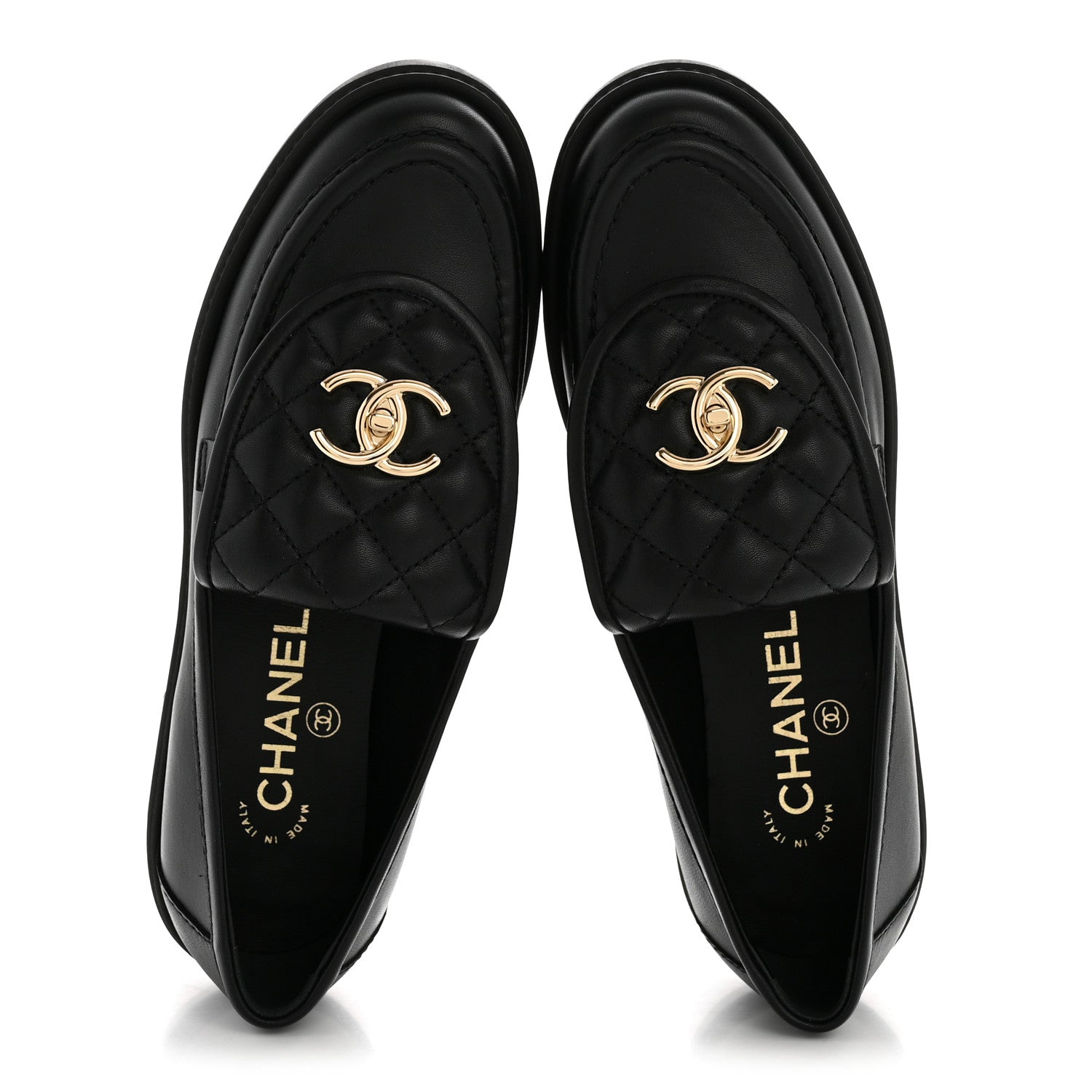 Chanel Lambskin Quilted CC Turnlock Loafers 37 Black 2 of 9