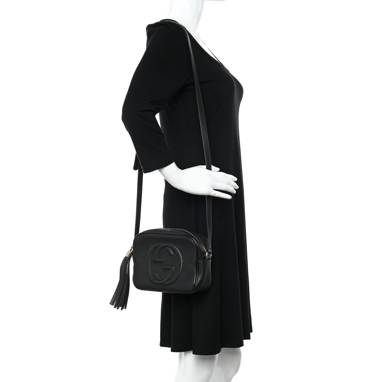 Pebbled Calfskin Small Soho Disco Bag Black