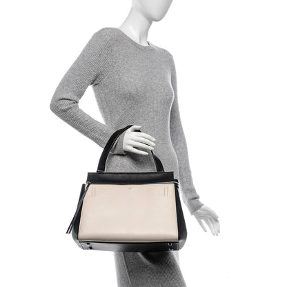 Celine Supple Calfskin Medium Bi-Color Edge Shoulder Bag Cream 2 of 9