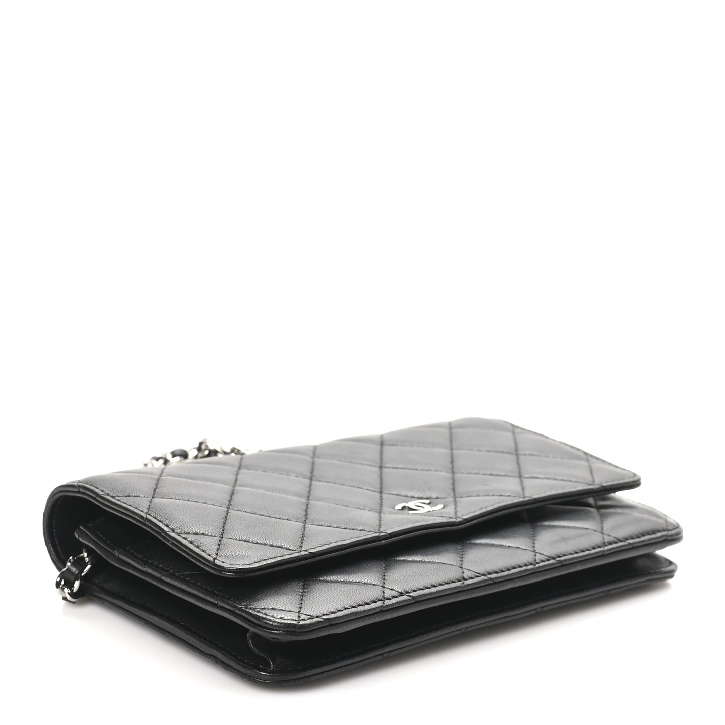 Lambskin Quilted Wallet On Chain WOC Black