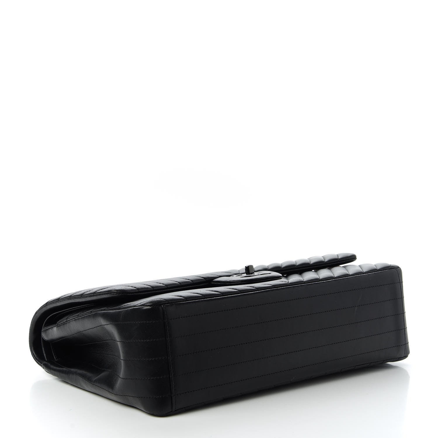 Chanel Lambskin Chevron Quilted Maxi Double Flap So Black 4 of 11