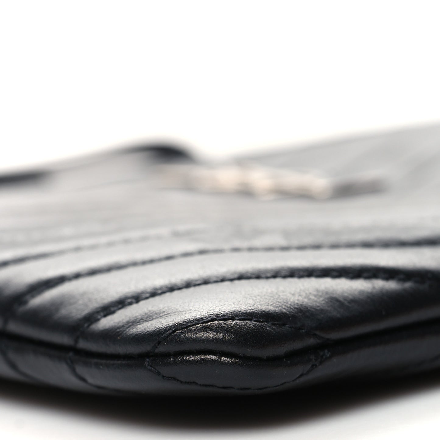 Calfskin Matelasse Chevron Monogram A5 Wristlet Black