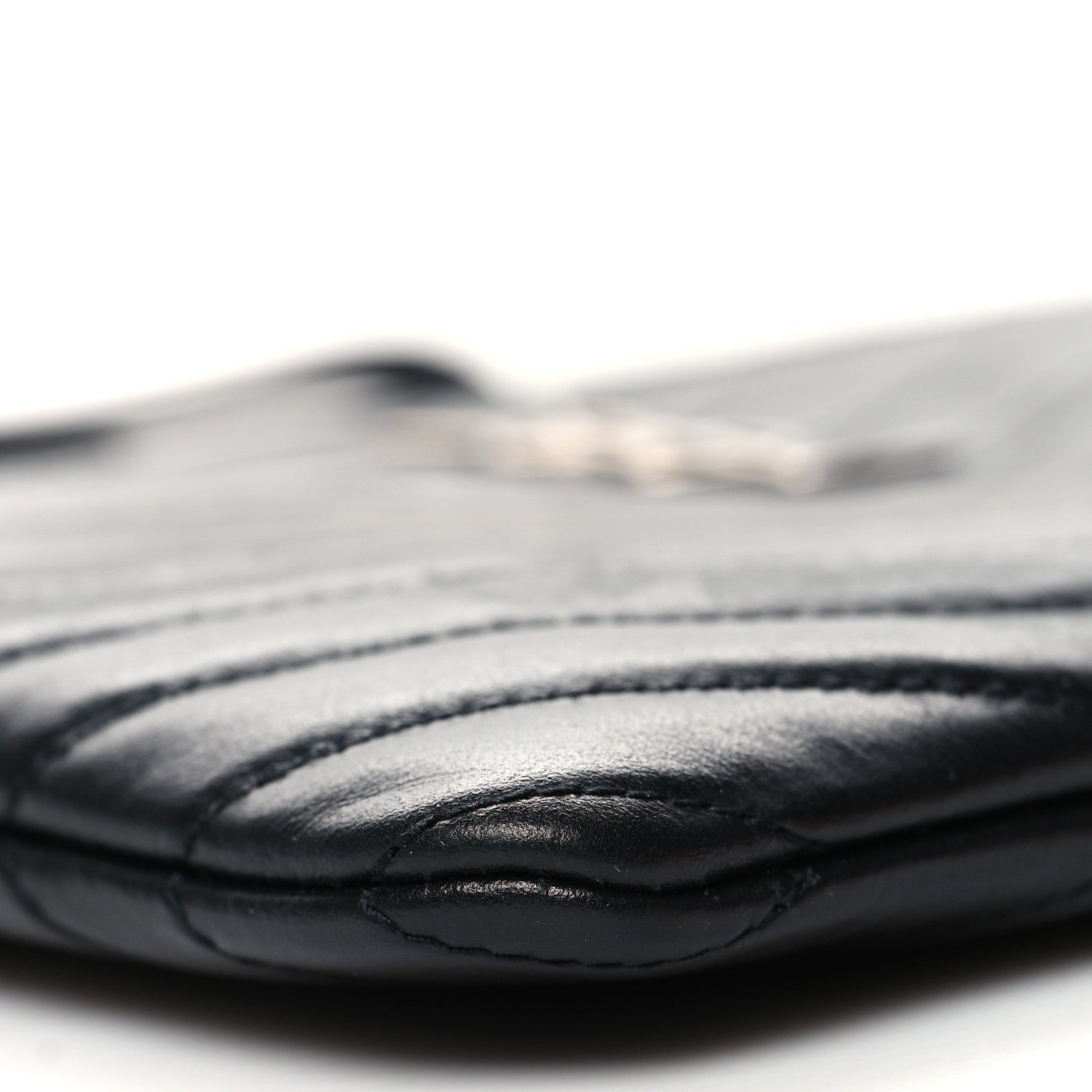 Saint Laurent Calfskin Matelasse Chevron Monogram A5 Wristlet Black 9 of 10