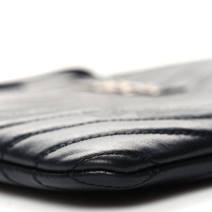 Saint Laurent Calfskin Matelasse Chevron Monogram A5 Wristlet Black 9 of 10