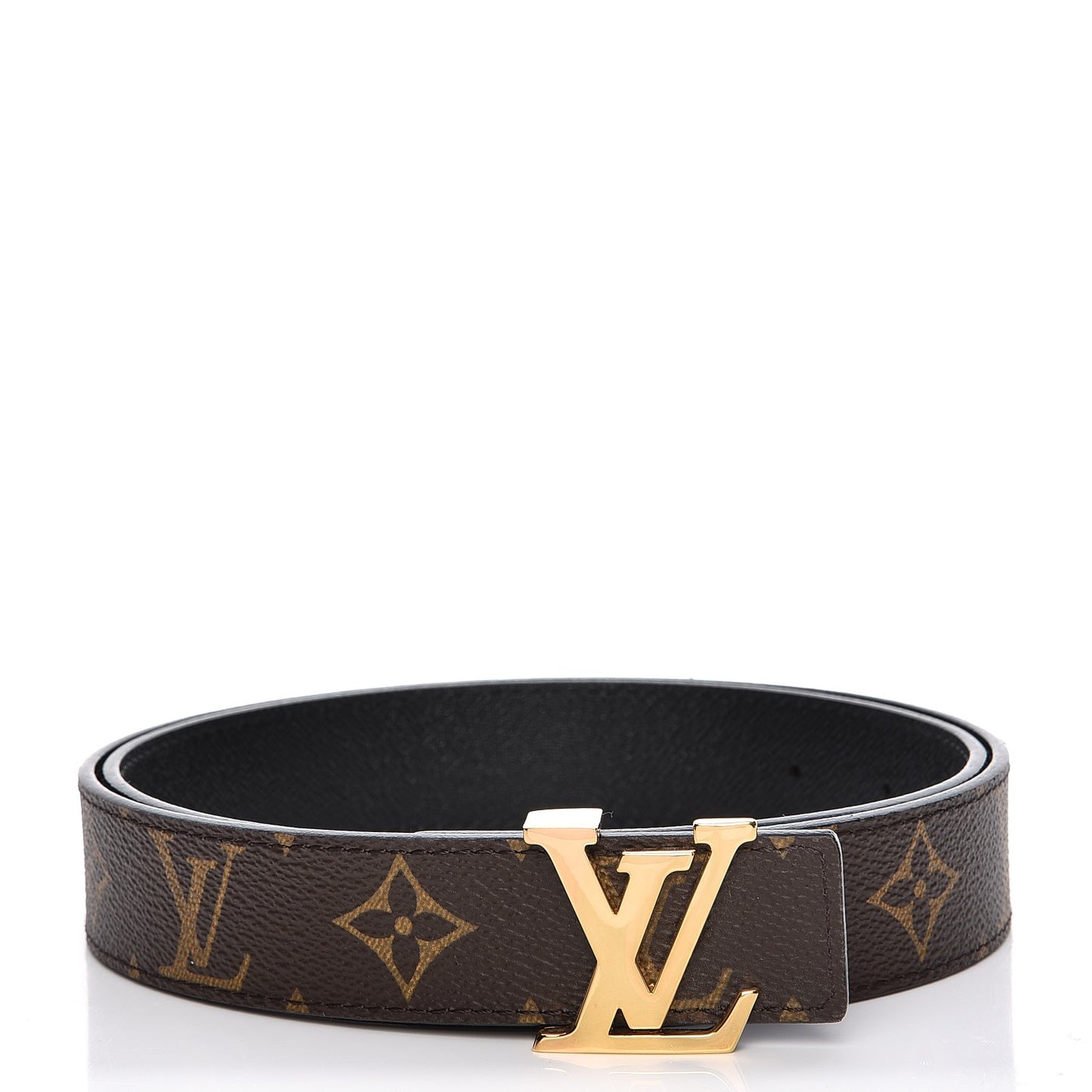 Calfskin Monogram 30mm LV Initiales Reversible Belt 85 34 Black
