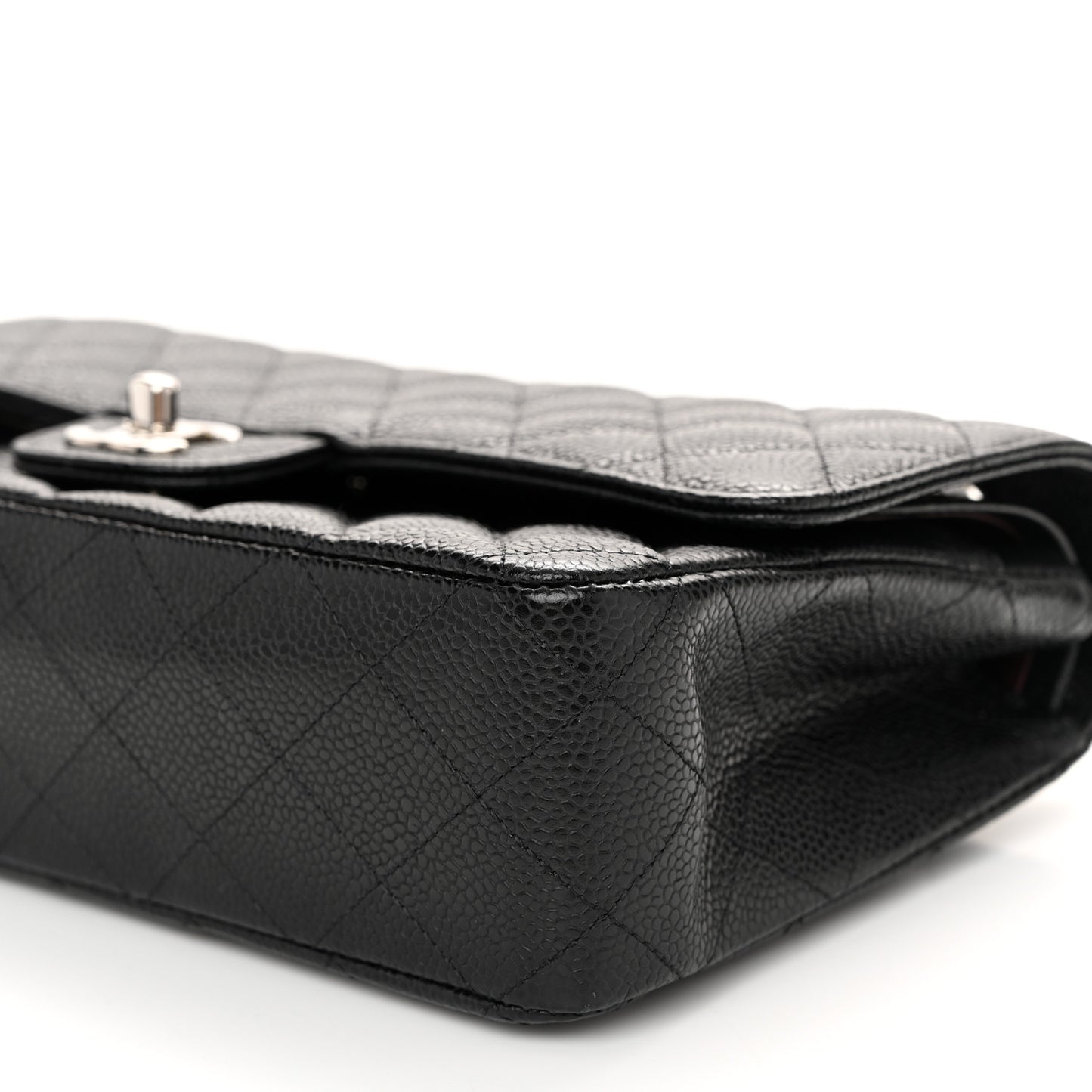 Caviar Quilted Medium Double Flap Black
